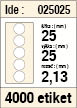 25 x 25 kolo - 4000 PP bílé lesklé  TTR etiket na roli - VÝPRODEJ 001